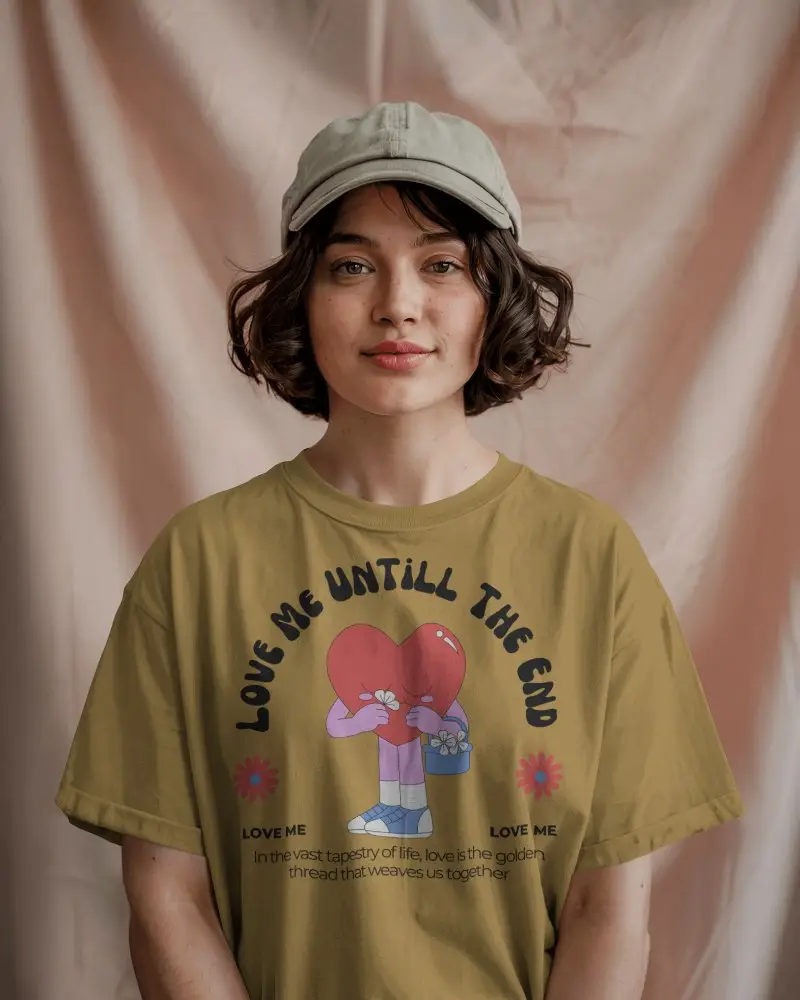 Fashionable Female Model Tshirt Mockup Minimal Neutral Curtain Background