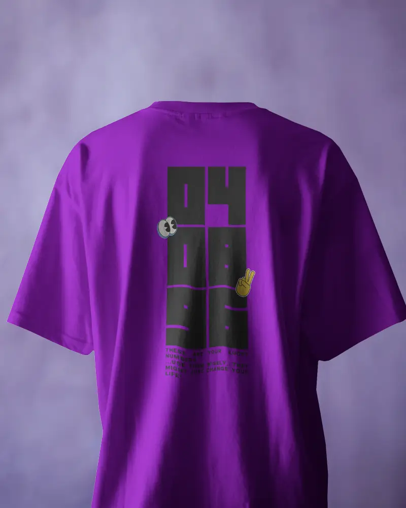 Back View T Shirt Mockup White Tee With Centered Design On Purple Gradient Backdrop