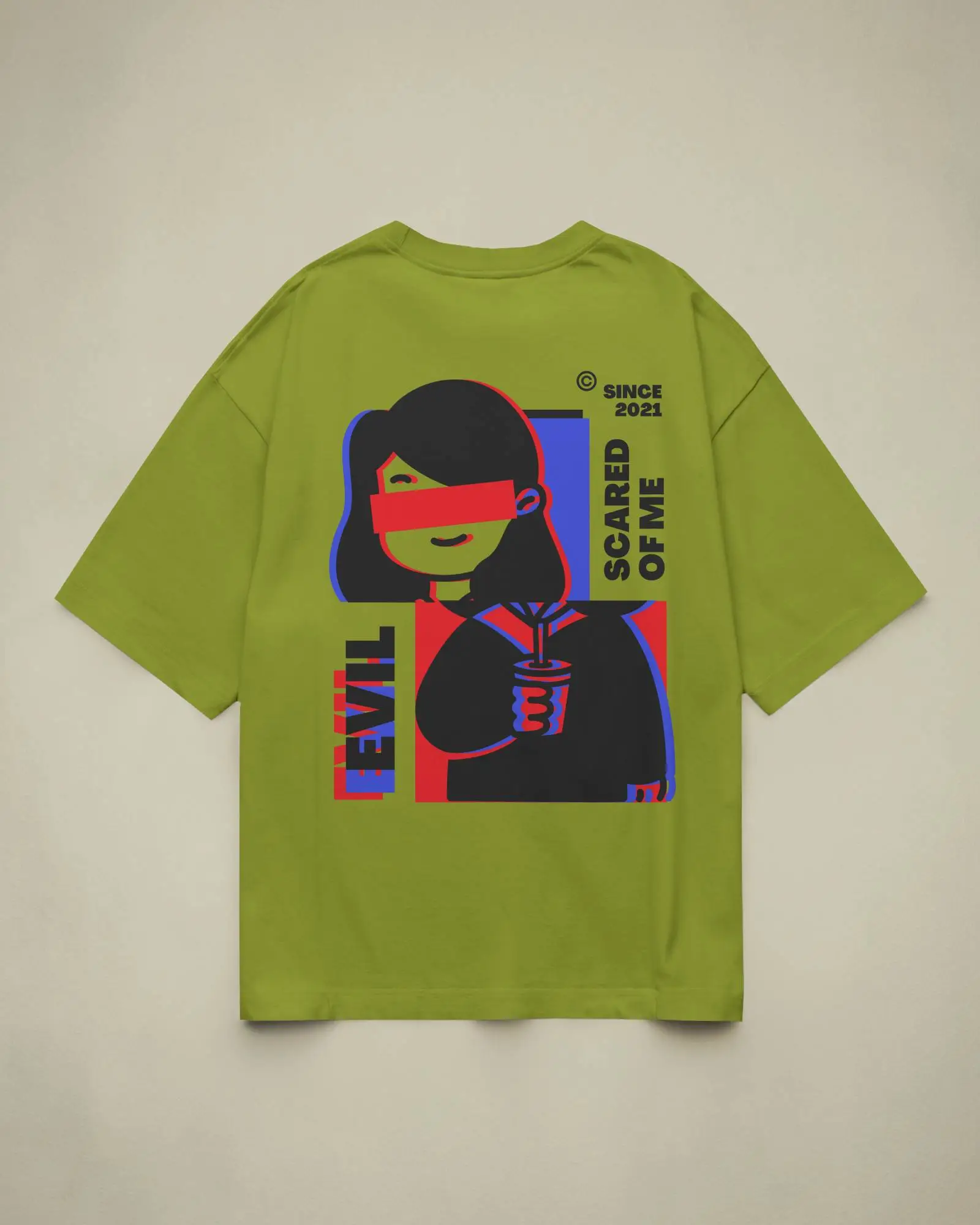 Flat Lay Boxy Tshirt Mockup White Tee On Beige Background Back Design View Minimal Style