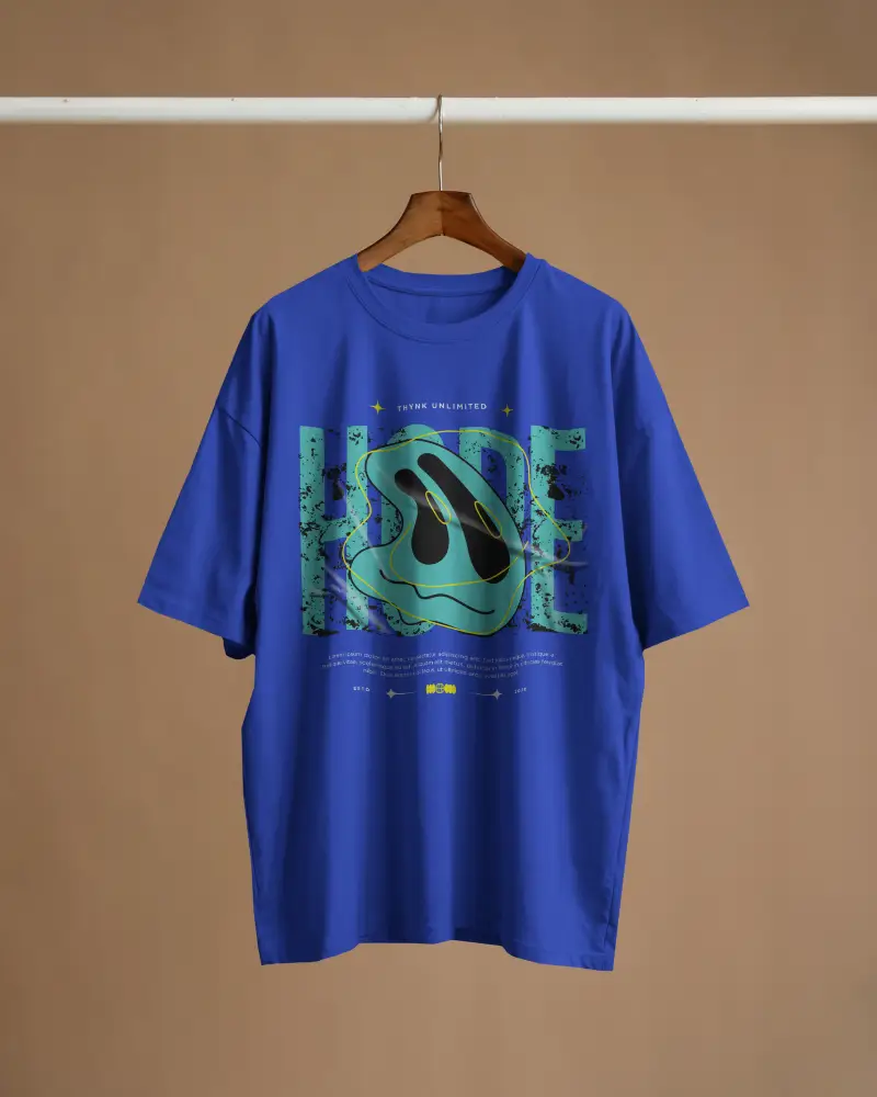 Hanging Tshirt Mockup Front View White Tee On Wooden Hanger Against Warm Neutral Background