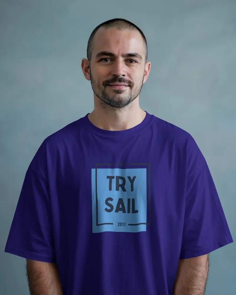 Clean Studio Tshirt Mockup Smiling Bald Man In White Tee Minimalist Background Simple Modern Look For Branding Fashion Catalogs And Ecommerce
