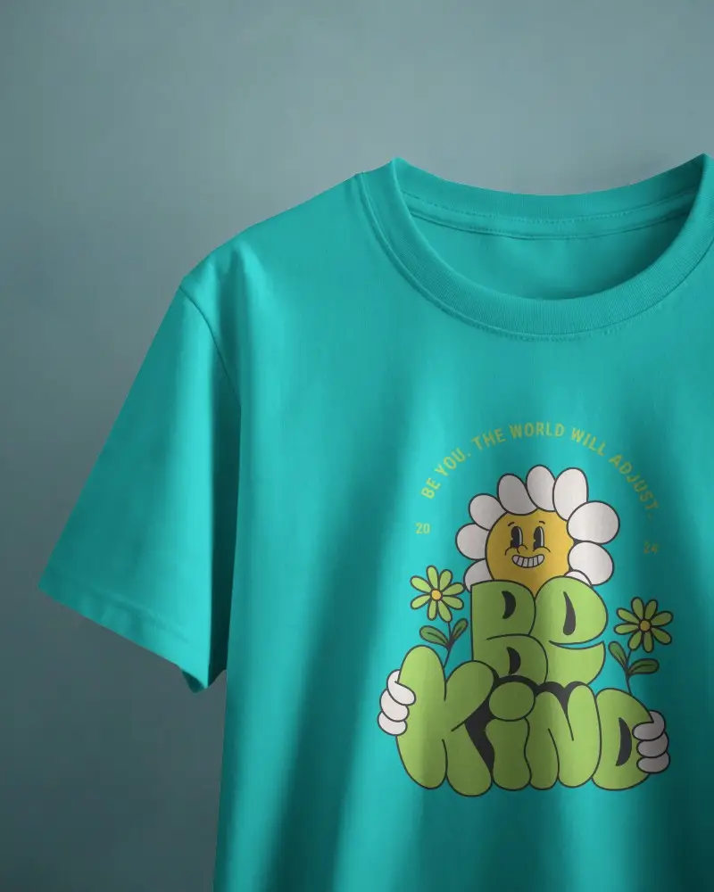 Close Up White Tshirt Mockup On Blue Background Clean Flat Lay Front View Folded Sleeve High Quality Blank Template For Design Showcase