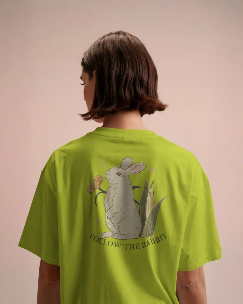 Soft Pink Gradient Backdrop Tshirt Mockup Back View Of Female Model In White Tee Minimal Clean Style Perfect For Branding And Product Preview