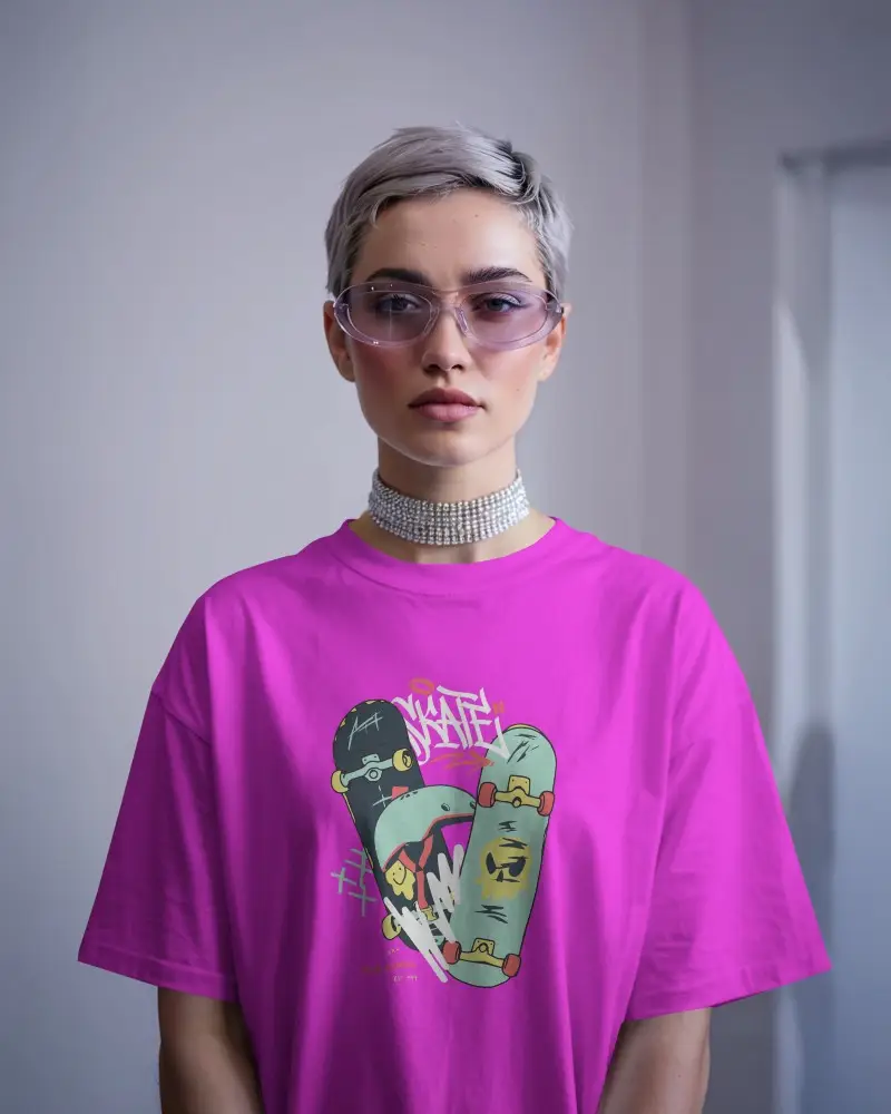Moody White Tshirt Mockup Male Model Looking Down In Soft Purple Lighting Modern Streetwear Design Showcase Urban Menswear Focus