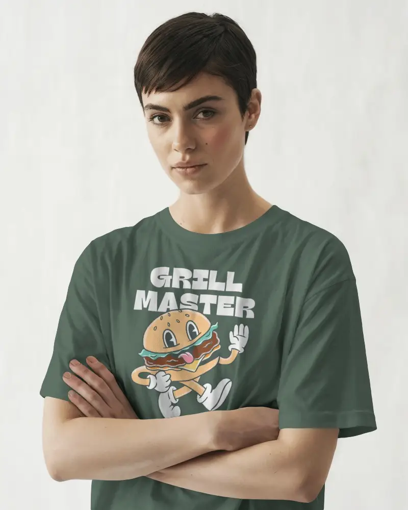 Empowered Expression Tshirt Mockup Female Model Standing With Arms Crossed