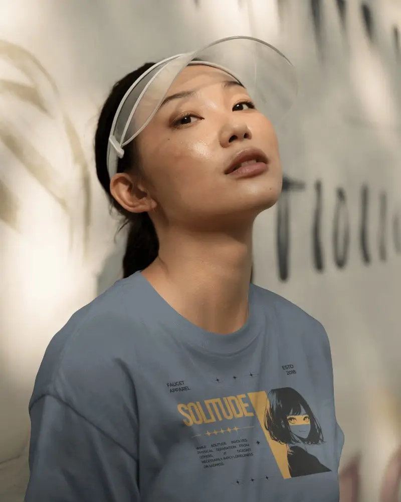 Urban Summer T Shirt Mockup Fashionable Model In Sunlight Against Artistic Background