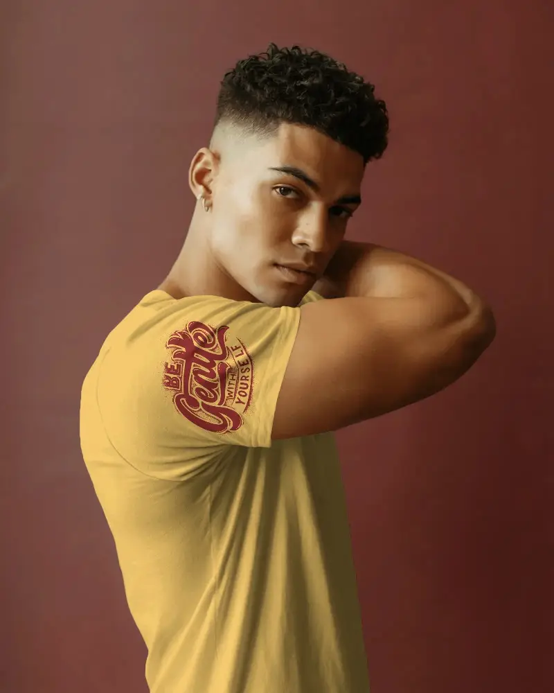 High End Luxury T Shirt Mockup Structured Slim Fit With Discreet Brand Embroidery Clean White On Mannequin