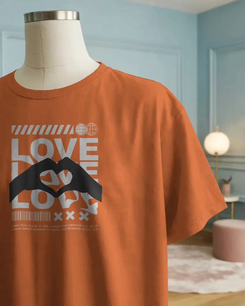 Warm And Stylish T Shirt Mockup On Dress Form In Interior Design Focused Room Perfect For Lifestyle Branding