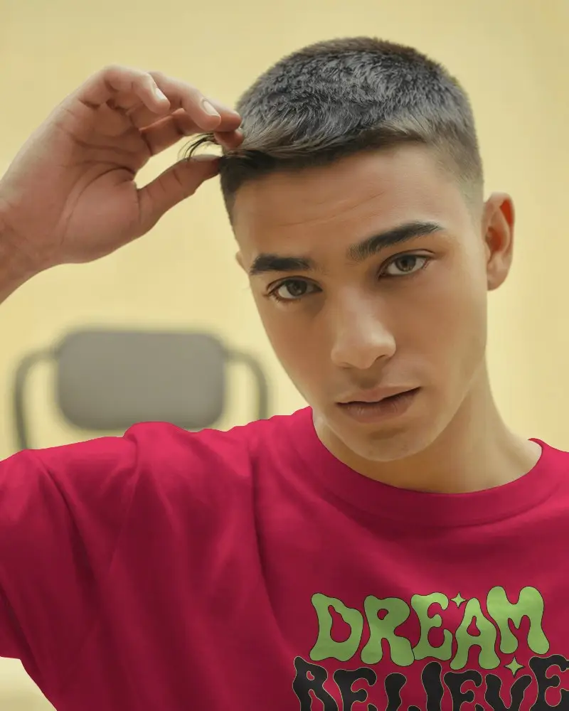 Fashion Forward T Shirt Mockup For Men Male Model In Natural Pose Showcasing Urban Branding Style