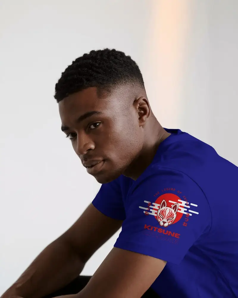 Photorealistic T Shirt Mockup Male Model In Side Profile On Simple Light Background For Premium Design Presentation