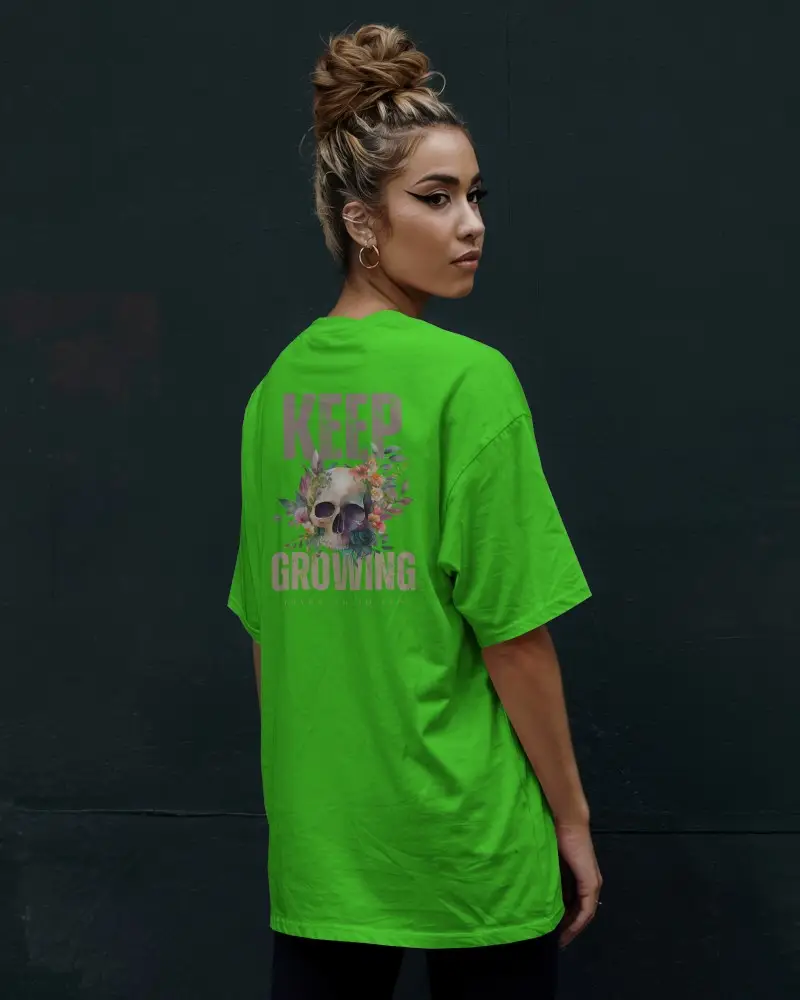 White Tshirt Mockup Female Model Outdoors Back View Against Dark Urban Wall Modern Casual Look Confident Expression