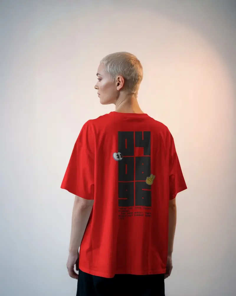 Studio Lit Back View T Shirt Mockup Female Model Short Blonde Hair Soft Gradient Background Minimal Modern Style