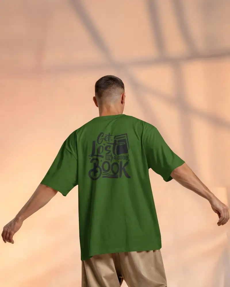 Shirt Mockup Back View Male Model In Loose Fit Style With Dynamic Pose