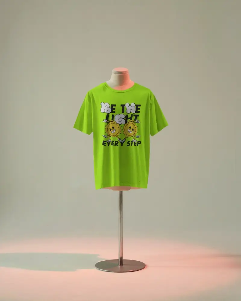 White Tshirt Mockup On Mannequin Stand In Minimal Studio Lighting Clean Front View For Print Designs