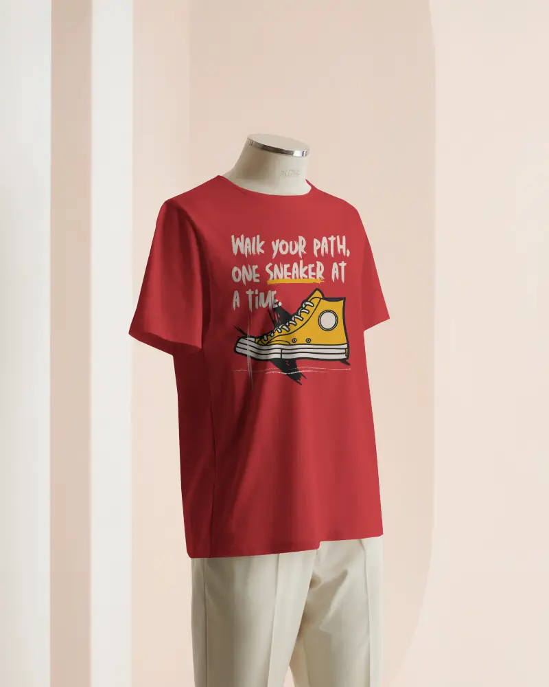 Studio Tshirt Mockup White Tee On Mannequin Soft Arch Backdrop Neutral Light Minimal Display