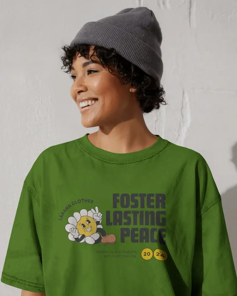 Outdoor Acid Wash T Shirt Mockup Curly Haired Model Smiling In Soft Sunlight Near White Wall