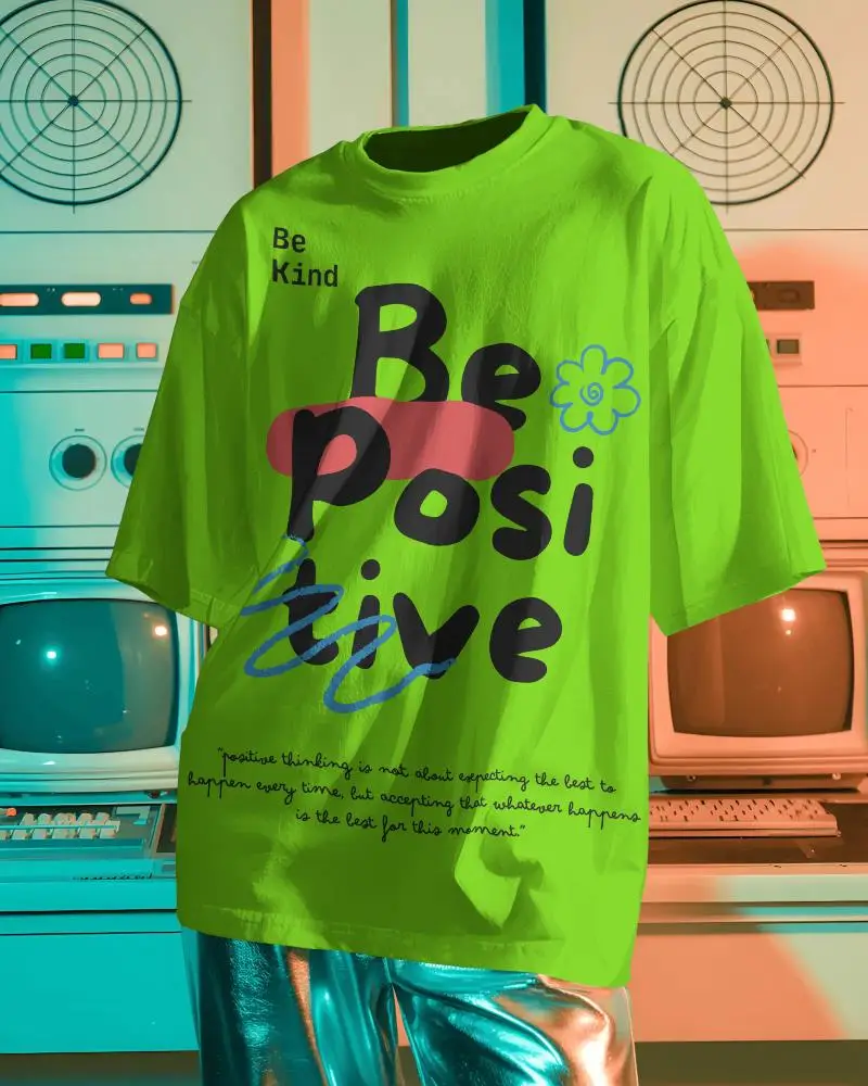 Retro Futuristic T Shirt Mockup Mannequin Style Against Vintage Tech Background Metallic Pants