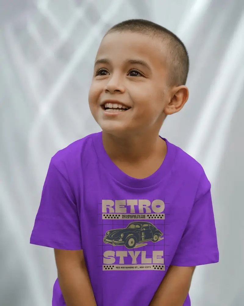 Kid Wearing Comfortable Soft Blank T Shirt Casual Style For Everyday Wear Mockup Display