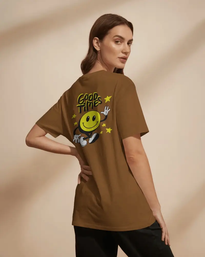 Casual Relaxed Fit Back View Womens Plain Tshirt Back View Stylish Everyday Wear Fashion Trend