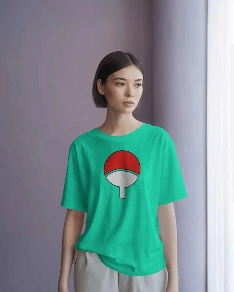 Casual T Shirt Mockup With Woman Standing In Serene Room Under Natural Morning Window Light