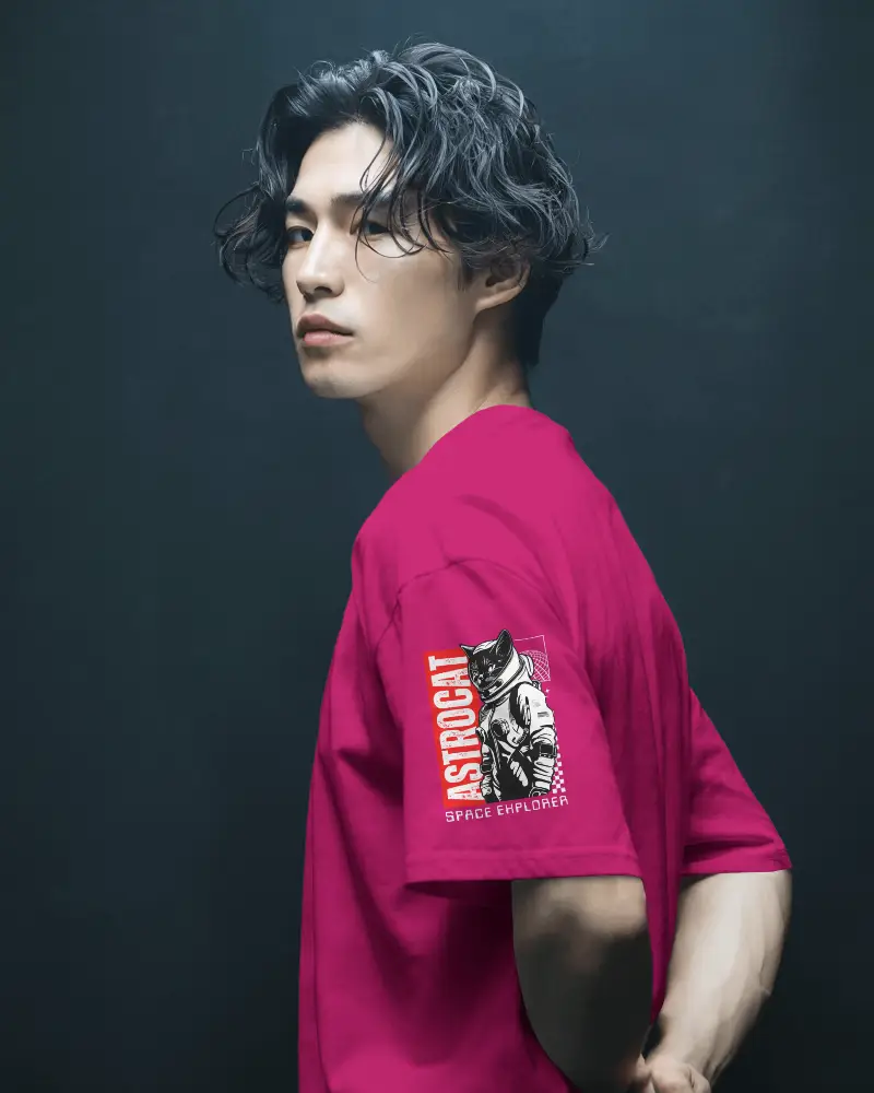 Side Profile Tshirt Mockup Male Model Moody Dark Background Modern Streetwear Editorial Style