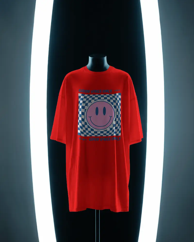 Dramatic Lighting Tshirt Mockup Hanging On Mannequin With Glowing Oval Led Backdrop