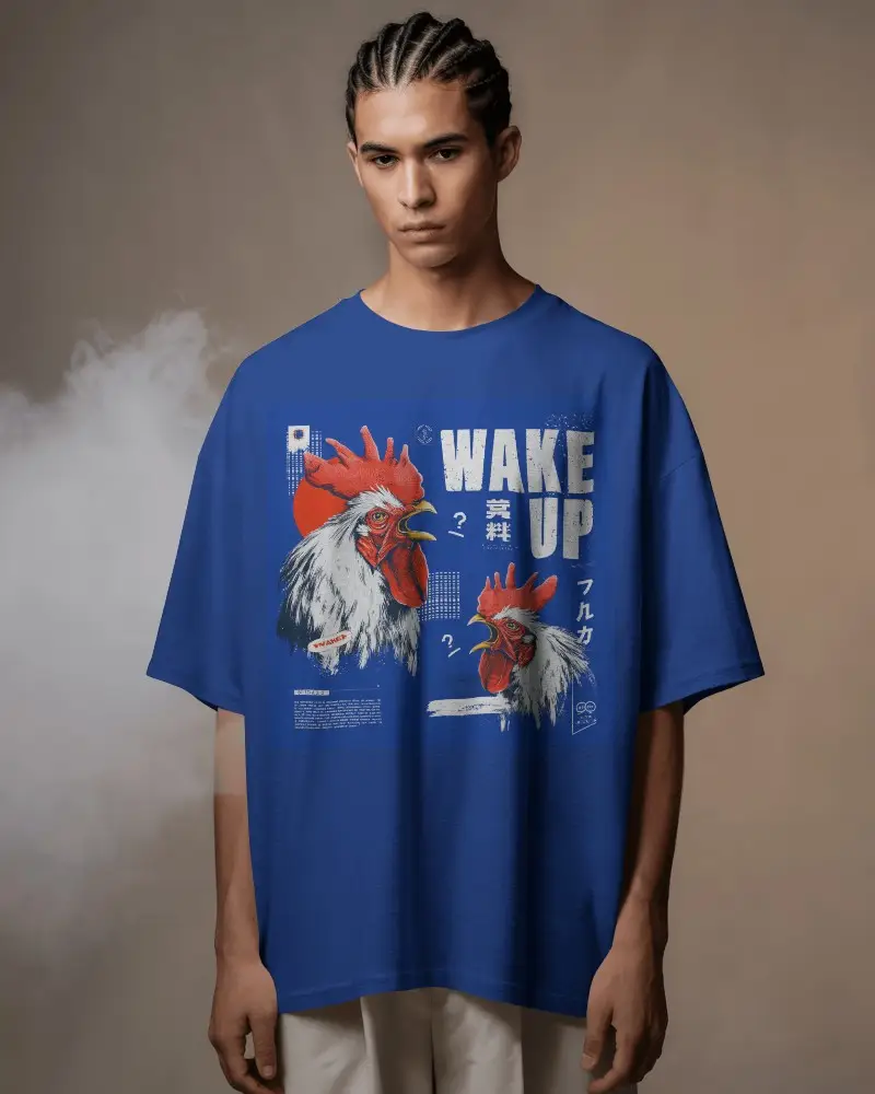 Oversized Tshirt Mockup Male Model Braided Hair Soft Smoky Background Streetwear Fashion Vibe