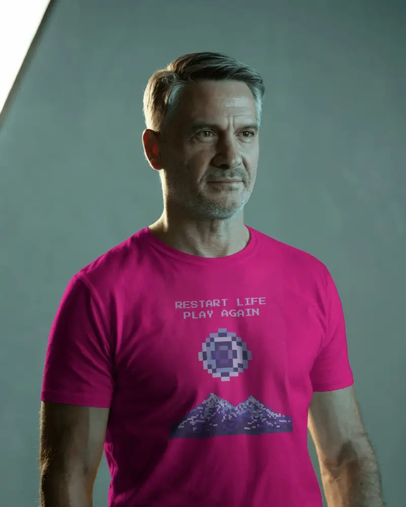 Modern Casual T Shirt Mockup Older Male Model Studio Lighting Clean Professional Look