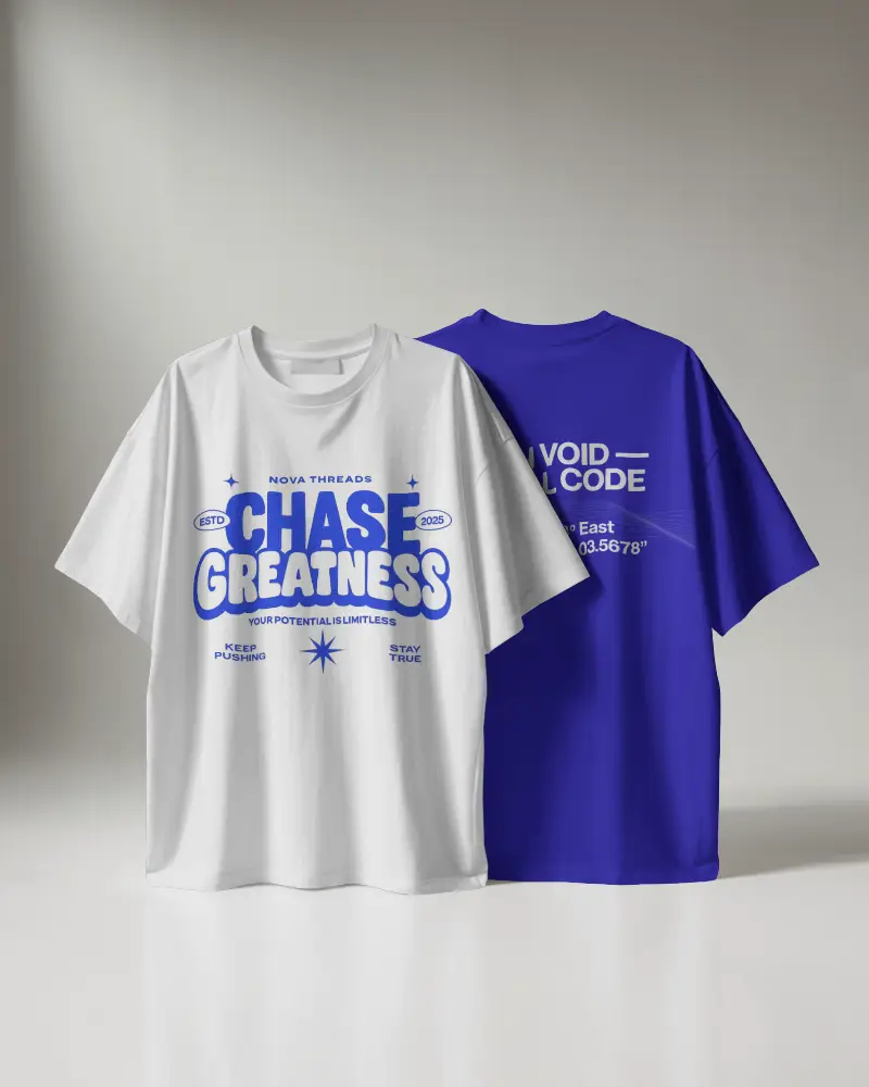 Front And Back Tshirt Mockup In Minimalist Studio Setup With Soft Lighting And Clean Presentation