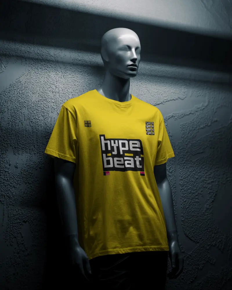 Mannequin Display Tshirt Mockup Blue Toned Spotlight Against Textured Wall Futuristic Presentation