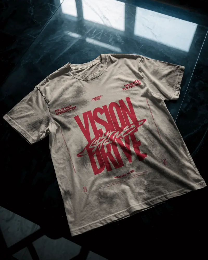 Reflective Surface Tshirt Mockup Flatlay Dark Tabletop With Window Light Shadow Play Modern Style