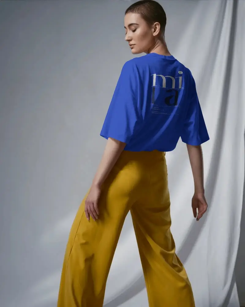 Trendy Loose Fit Women Tshirt Mockup Back View Fashionable Casual Wear Stylish Urban Outfit Idea