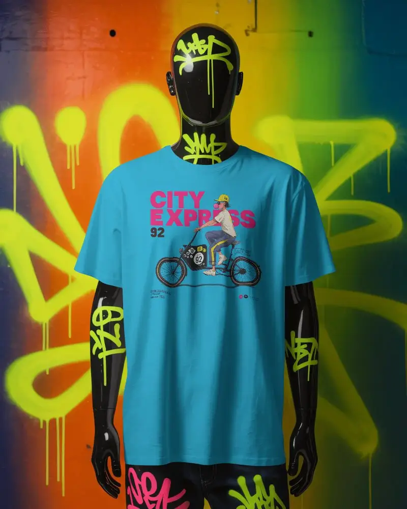 Blank Tshirt Mockup On Mannequin With Urban Graffiti Background For Branding Experience