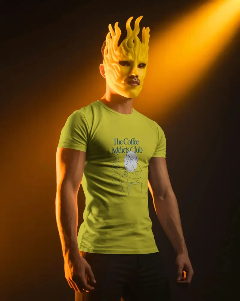 Stylish Slim Fit Men Tshirt Mockup Standing With Modern Masked Look High Quality