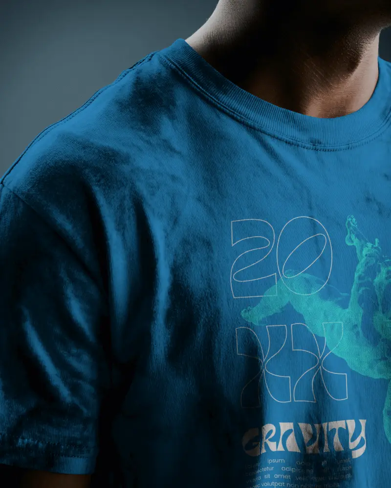 Closeup Detail Tshirt Mockup Fabric Texture And Stitching Macro Shot Minimal Dark Background