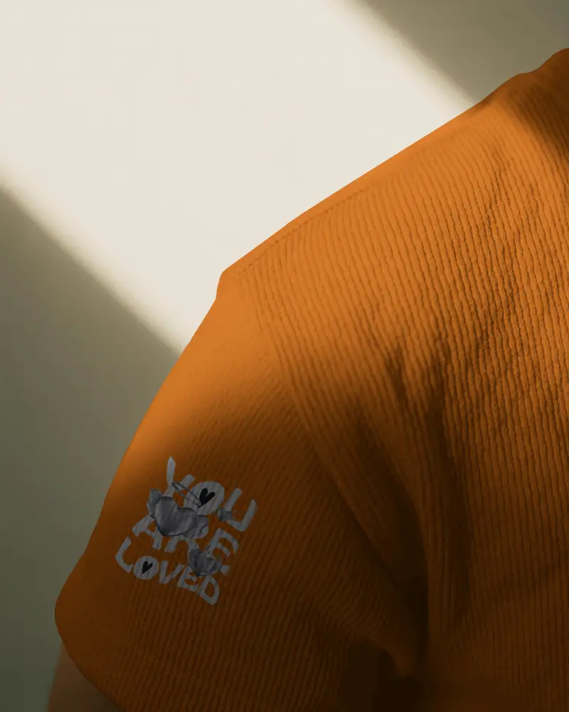 Closeup Shoulder Tshirt Mockup Fabric Texture Detailed Stitching Soft Light Minimal Studio Shot