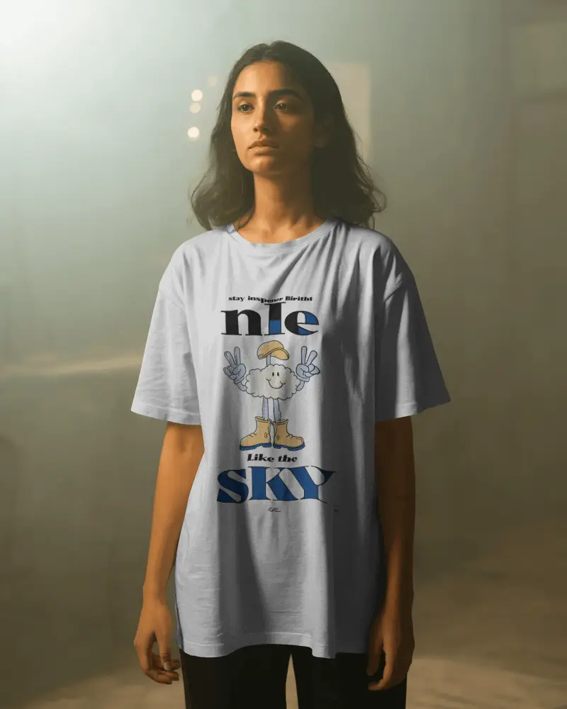 Cinematic Studio Tshirt Mockup Female Model Soft Lighting Moody Expression Modern Fashion