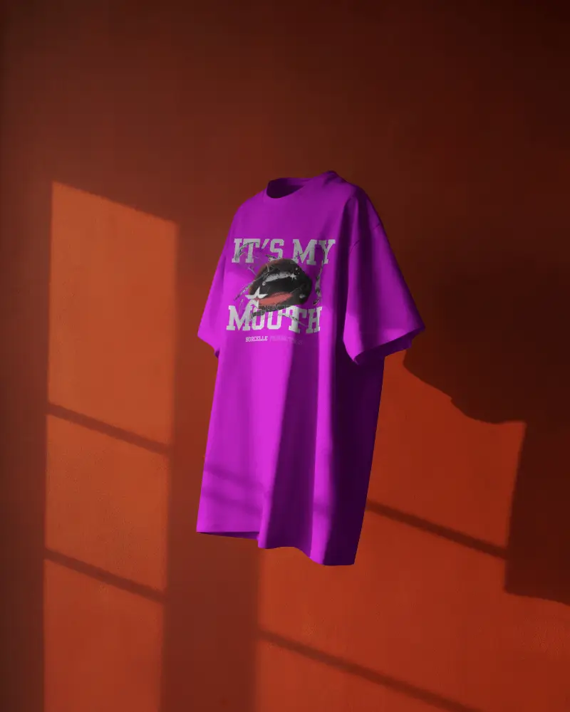 Floating Tshirt Mockup Against Red Wall With Window Shadows Moody Lighting Modern Display