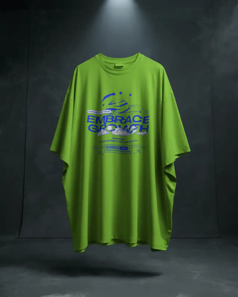 Dramatic Floating Tshirt Mockup Hanging In Dark Studio Under Spotlight Fashion Style