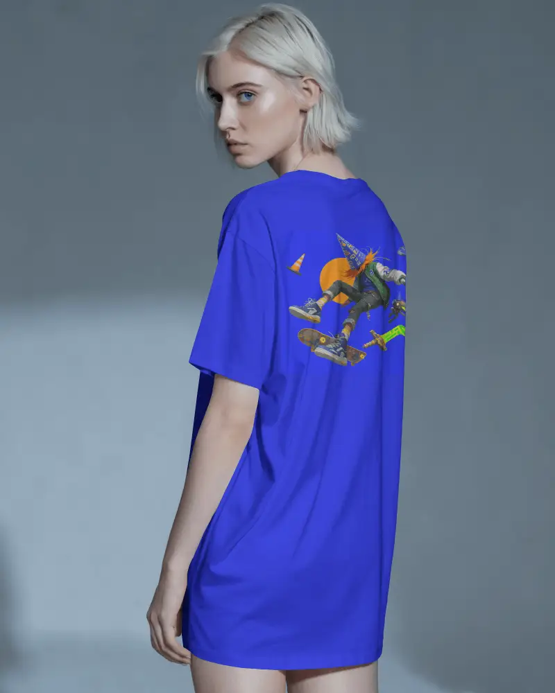 Backview Tshirt Mockup Female Model With Blonde Bob Hairstyle Minimal Studio Lighting