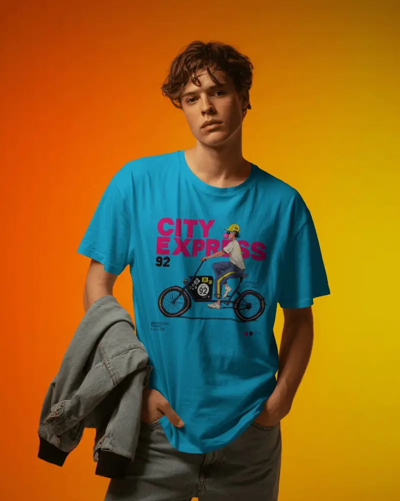 Trendy Relaxed Fit Unisex Crewneck Tshirt Mockup With Simple Minimalist Style For Everyday Casual