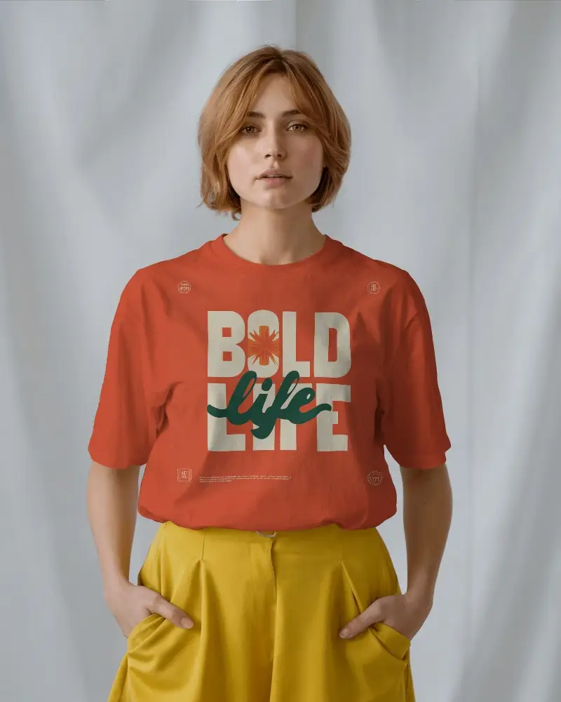 Stylish Minimalist Round Neck Soft Cotton Short Sleeve Unisex Tshirt Mockup