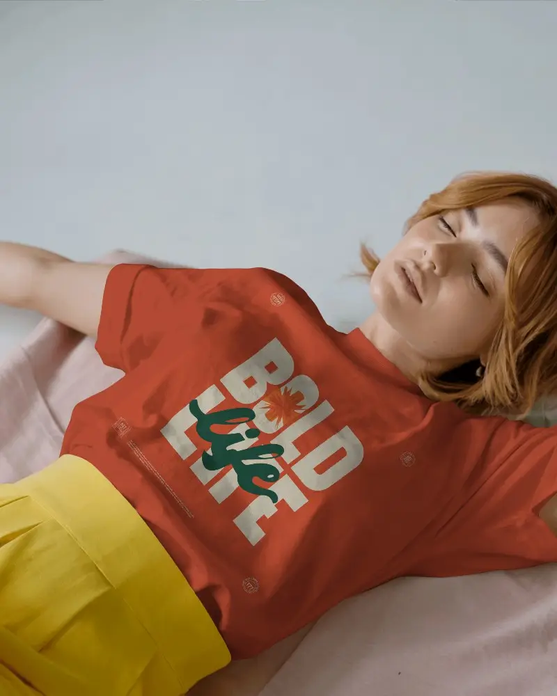 Comfortable Relaxed Fit Plain Tshirt Mockup Model Lifestyle Wear Casual Outfit Fashion Stylish