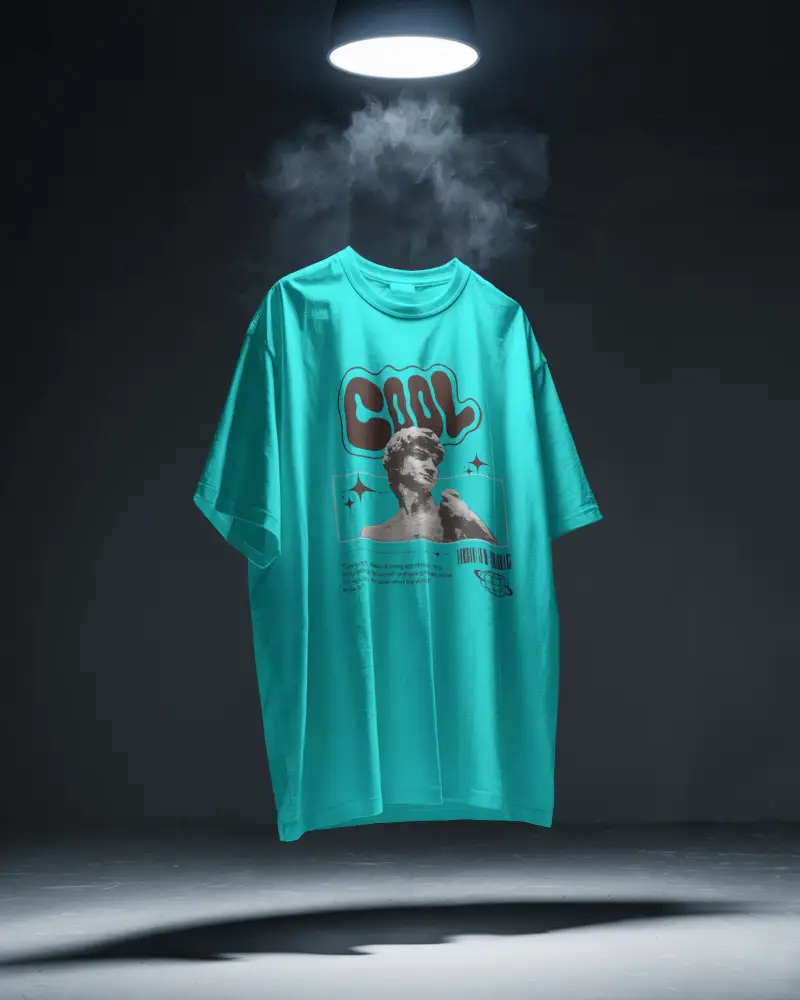 Cinematic Floating Tshirt Mockup Under Spotlight With Mist And Shadow In Dark Studio Room