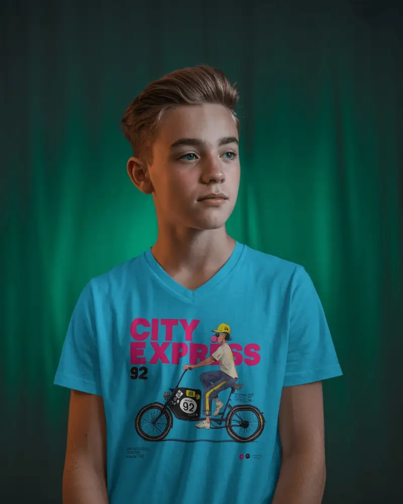 Youth Vneck Cotton Tshirt Mockup For Casual Styles And Modern Apparel Branding Presentation