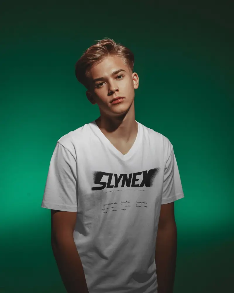 Comfortable Vneck Tshirt Mockup Fashionable Men Casual Wear Stylish Youth Apparel Trendy Outfit