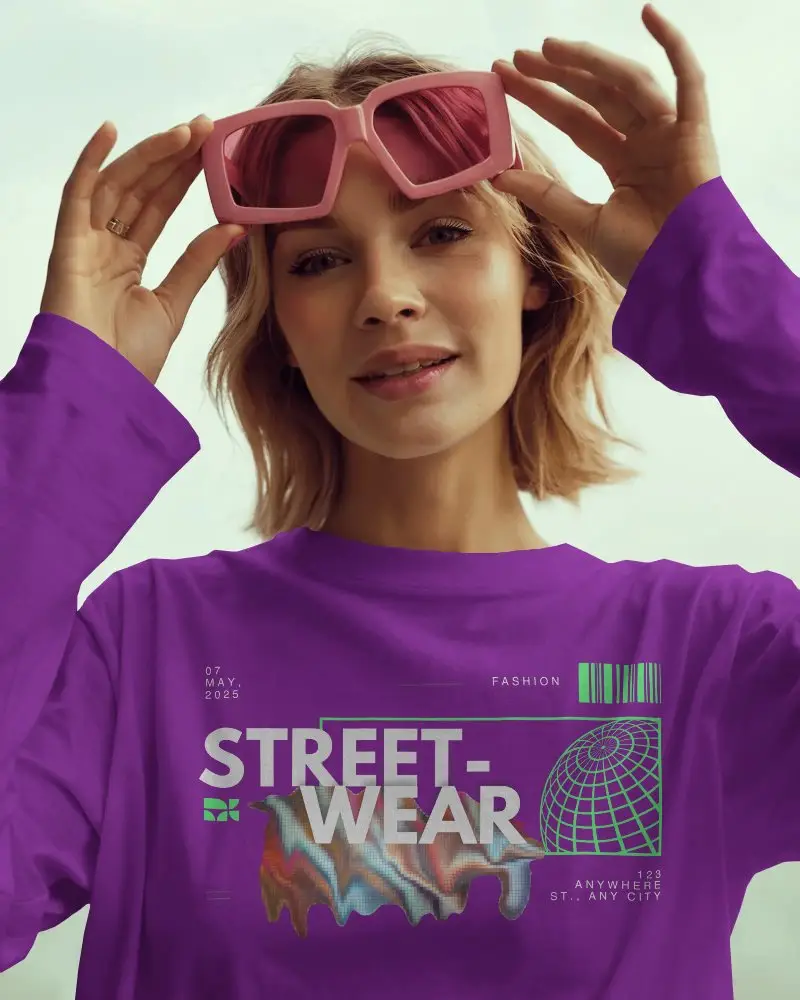 Stylish Basic Long Sleeve Tshirt Mockup With Classic Crewneck And Versatile Design