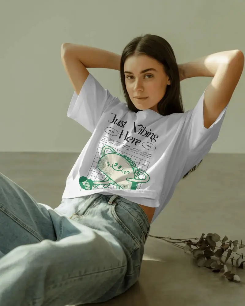 Trendy Minimalist Women Cotton Tshirt Mockup For Casual Outfits Versatile Style And Easy To Match