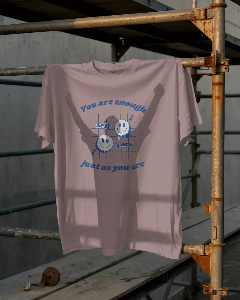 Urban Industrial Tshirt Mockup With Shadow Figure And Metal Scaffold Background