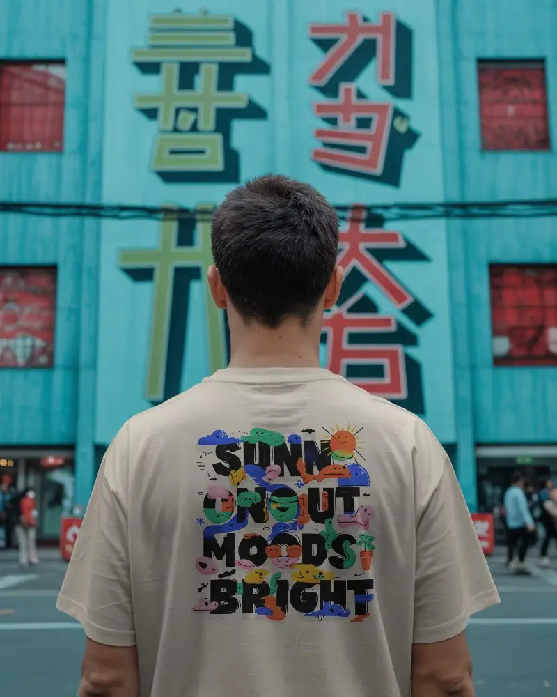 Urban Streetwear Back View Tshirt Mockup For Casual Outfits And Fashion Brands Promotion